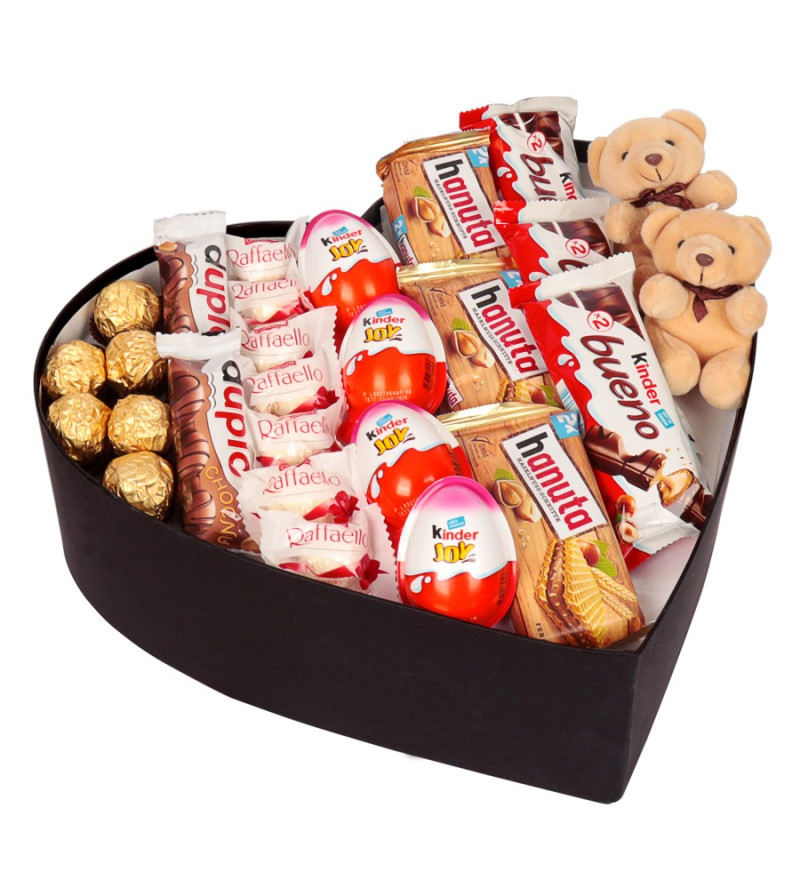 Kalp Kutuda Ayıcık ve Çikolata Hediye Kutusu ile Tatlı Sürpriz