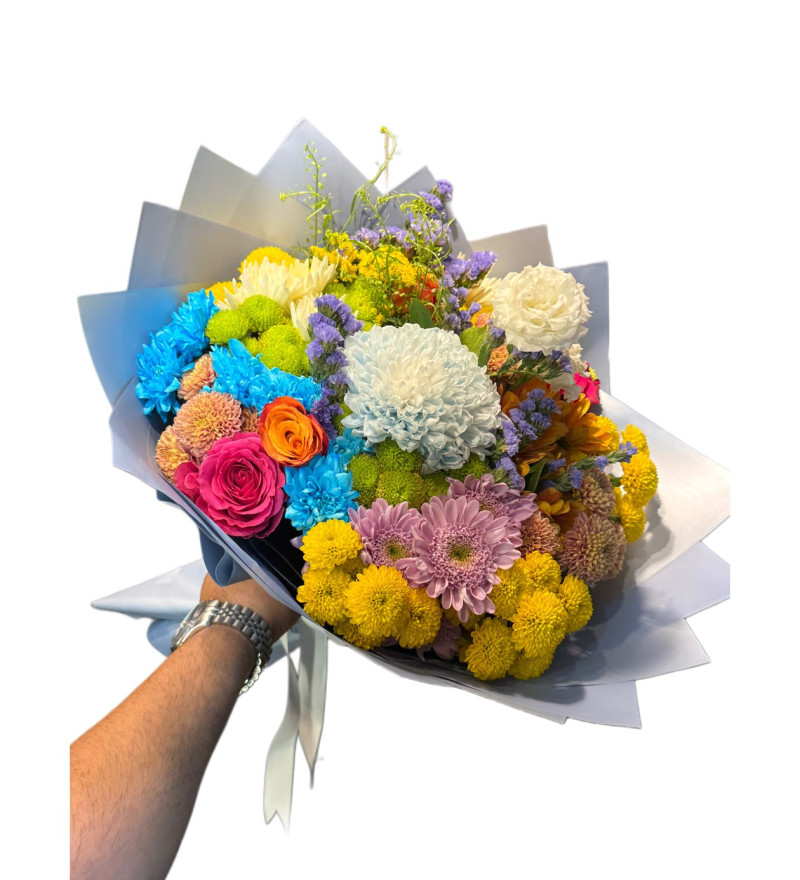Rengarenk Kasımpatı Buketi – Canlı ve Renkli Çiçek Aranjmanı